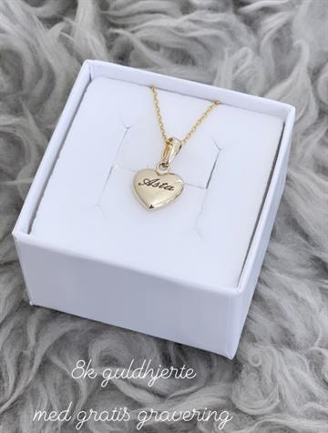 8 mm luftfyldt 8k guldvedhæng med gravering