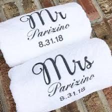 Badehåndklæder Mr & Mrs + dato