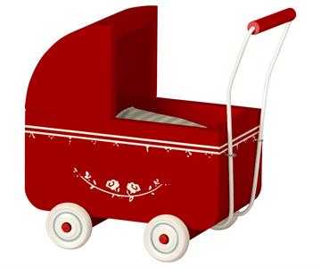 barnevogn rød maileg mini lille