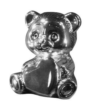 Sparebøsse bamse med hjerte blank chrome