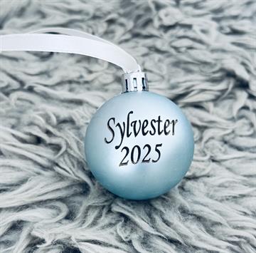 Julekugle med gravering Lyseblå 4 cm