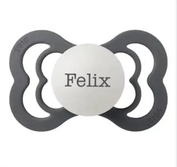 BIBS glow in the dark str 2 SILIKONE IRON supreme sut med navn navneparadis