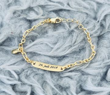 Armbånd forgyldt med navn og dato