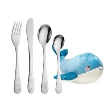 Børnebestik med gratis gravering af navn og dato HVAL inkl. bamse navneparadis