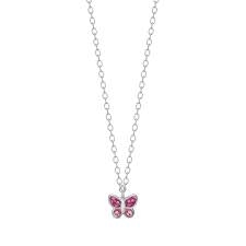 Halskæde sommerfugl med navn - pink zirkonia navneparadis