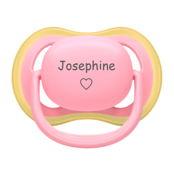 Avent ultra air str 2 sut med navn, babypink /gul navneparadis