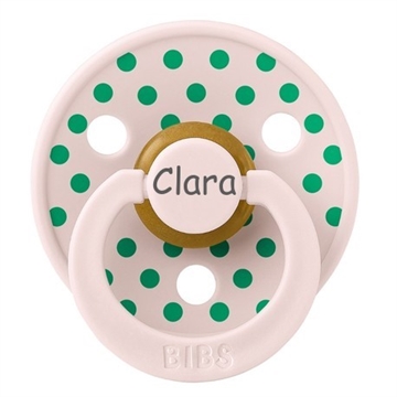 BIBS sut med navn str 2 rund petal / caktus  polka dots