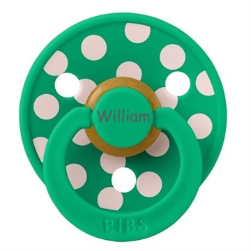 BIBS sut med navn str 2 rund cactus  polka dots navneparadis