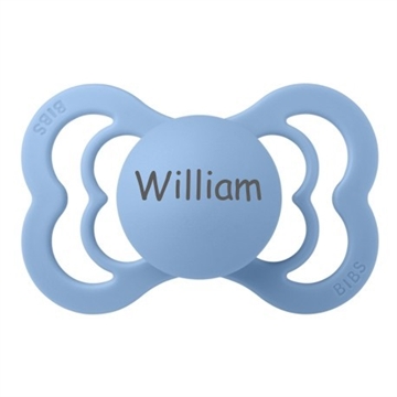 BIBS med navn str 2  SILIKONE Sky blue navneparadis