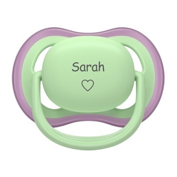 Avent ultra air str 2  med navn, grøn med lilla kant navneparadis