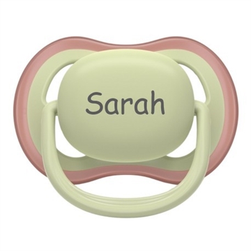 Avent ultra air str 2 sut med navn, Sage med rød kant navneparadis