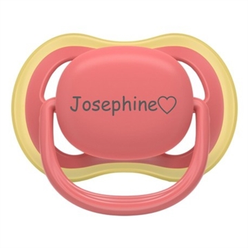 Avent ultra air str 3 sut med navn Coral med gul kant navneparadis