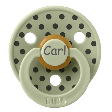 BIBS sut med navn str 2 SAGE polka dots navneparadis