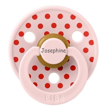 BIBS sut med navn str 2 rund blossom/candy apple polka dots